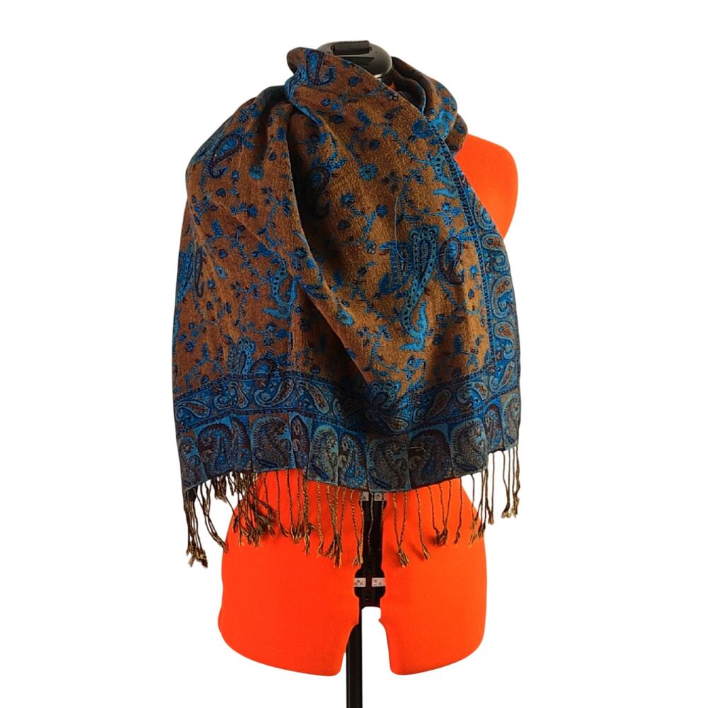 Reversible paisley pashmina shawl wrap,